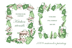 Kitchen utensils watercolor set. Cookbook. Country kitchen. Product Image 11