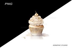Gold Flowers Cupcake Clipart Product Image 1