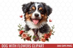 Dog With Flowers Clipart Product Image 1
