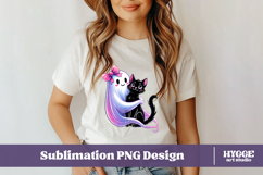 Coquette Halloween Ghost Black Cat PNG DTF Sublimation Product Image 2