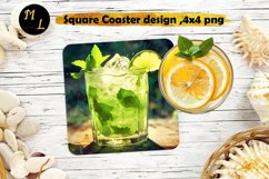 Mojito Square Coaster sublimation,Cocktail Coaster png Product Image 1