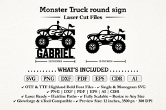 Monster Truck svg Round Sign Cut File Kids Room Decor Laser Product Image 5