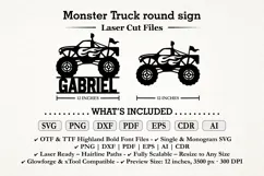 Monster Truck svg Round Sign Cut File Kids Room Decor Laser Product Image 5