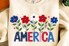 Boho Floral USA T-shirt Design, Floral America PNG, USA PNG Product Image 8