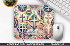 Flower Mouse Pad Sublimation, Easter Mouse Pad PNG Design Product Image 1