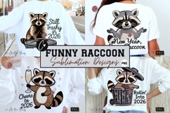 New Year Funny Raccoon PNG - 4 Designs Product Image 1