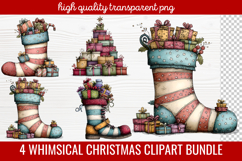 4 Whimsical Christmas Clipart | Cute Festive Holiday PNG Product Image 1