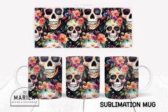 Floral Skull Mug Sublimation Design / halloween Mug #7 Product Image 1