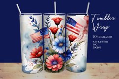 Patriotic flowers, 20 oz Skinny Tumbler Wrap Design Product Image 1