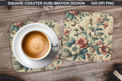 Flowers Coaster Sublimation, Spring Flowers Coaster PNG Product Image 1
