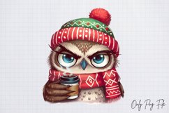 Grumpy Christmas Animal Coffee Clipart PNG Product Image 1