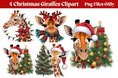 Christmas Giraffes Clipart PNG Product Image 1