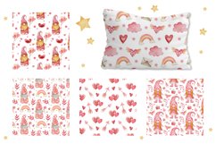 Watercolor gnomes valentine's day seamless patterns. Product Image 4