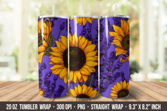 Sunflower & Lavender Tumbler Wrap | 20 oz Tumbler Wrap Product Image 1