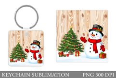 Cute Snowman Keychain Design. Christmas Keychain Sublimation Product Image 1