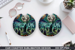 Car coaster sublimation, Halloween Coaster PNG Product Image 1