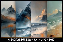 4 Beautiful Sea View Digital Papers I Junk Journal Pages Product Image 1