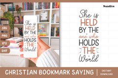Christian Bookmark Saying SVG | She Is Held by the One Product Image 1