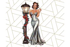 Vintage Glamorous Christmas Party Clipart PNG, Holiday Png Product Image 3