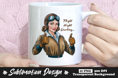 Flight High Darling Vintage Aviator Woman Sublimation PNG Product Image 1