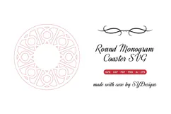 Round Monogram Coaster SVG - Laser Cut Blank Ornament File Product Image 2