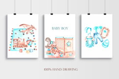 Baby boy watercolor set. Birthday. Product Image 11