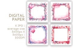 Valentines Hearts Frame Digital Paper JPG Product Image 1