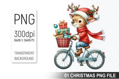Watercolor Cute Christmas Reindeer Clipart PNG Bundle Product Image 8