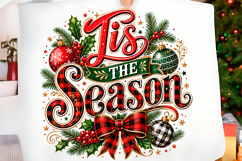 Tis the Season Plaid Christmas Png Product Image 1