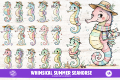 Whimsical Summer Seahorse Clipart Product Image 1