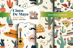 Cinco de Mayo digital paper, fiesta digital paper Product Image 1