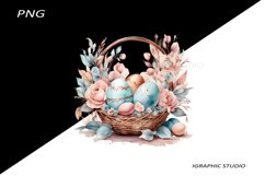 Easter Clipart, Easter Egg Basket Clipart, Easter Bunny Png Product Image 1