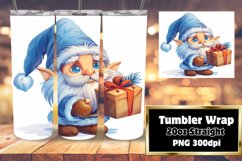 Watercolor Christmas Gnome Tumbler Wrap 20oz Sublimation Product Image 1