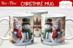 Christmas snowman mug sublimation wrap PNG 11oz 15oz Product Image 2