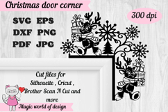 Christmas door corner svg, deer and trees Ornament Svg Product Image 2
