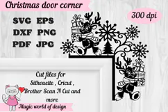 Christmas door corner svg, deer and trees Ornament Svg Product Image 2