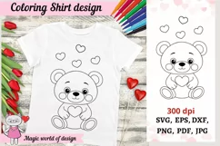 Valentine's day Coloring Shirt SVG Boy bear SVG Product Image 1