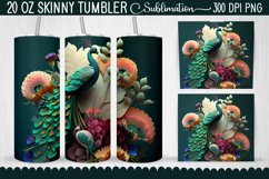 3D Colorful Peacock Flowers Tumbler Bundle - 10 Designs Product Image 12