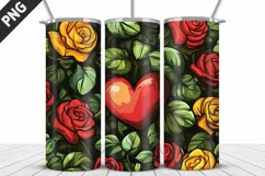 Rose Tumbler Sublimation | Valentine's Day Tumbler Wrap Product Image 2
