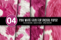 Pink White Faux Fur Digital Paper Product Image 1