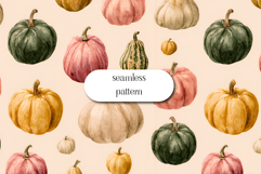 Autumn Pumpkins Watercolor Seamless Pattern Product Image 1