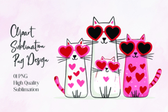 Cute Cats with Heart Sunglasses Sublimation PNG Design Product Image 1