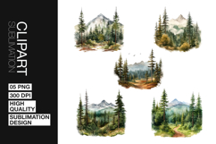 Forest Landscape Art Clipart PNG Product Image 1