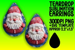 3D Santa Claus Teardrop Earrings for Holiday Sublimation Product Image 1