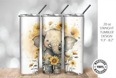 TUMBLER DESIGN WATERCOLOR ELEHANT- SUBLIMATION FILE Product Image 1
