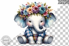 Floral Crown Elephant Sublimation - Clipart Bundle Product Image 12
