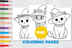 Witch cat Coloring Pages | Coloring book Product Image 1