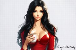 Coffee Shop Girls Clipart Bundle PNG Product Image 12