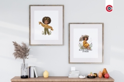 Cute Curly Hair Boho Afro Girl Clipart Product Image 11