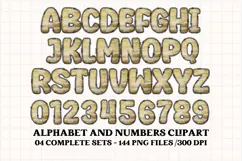 Black and Gold Alphabet png clipart, gold letters doodle Product Image 2